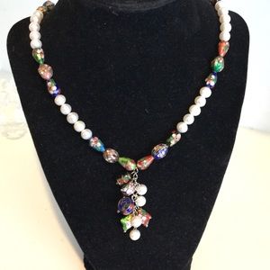 Vintage Italian hand painted beads with pearls